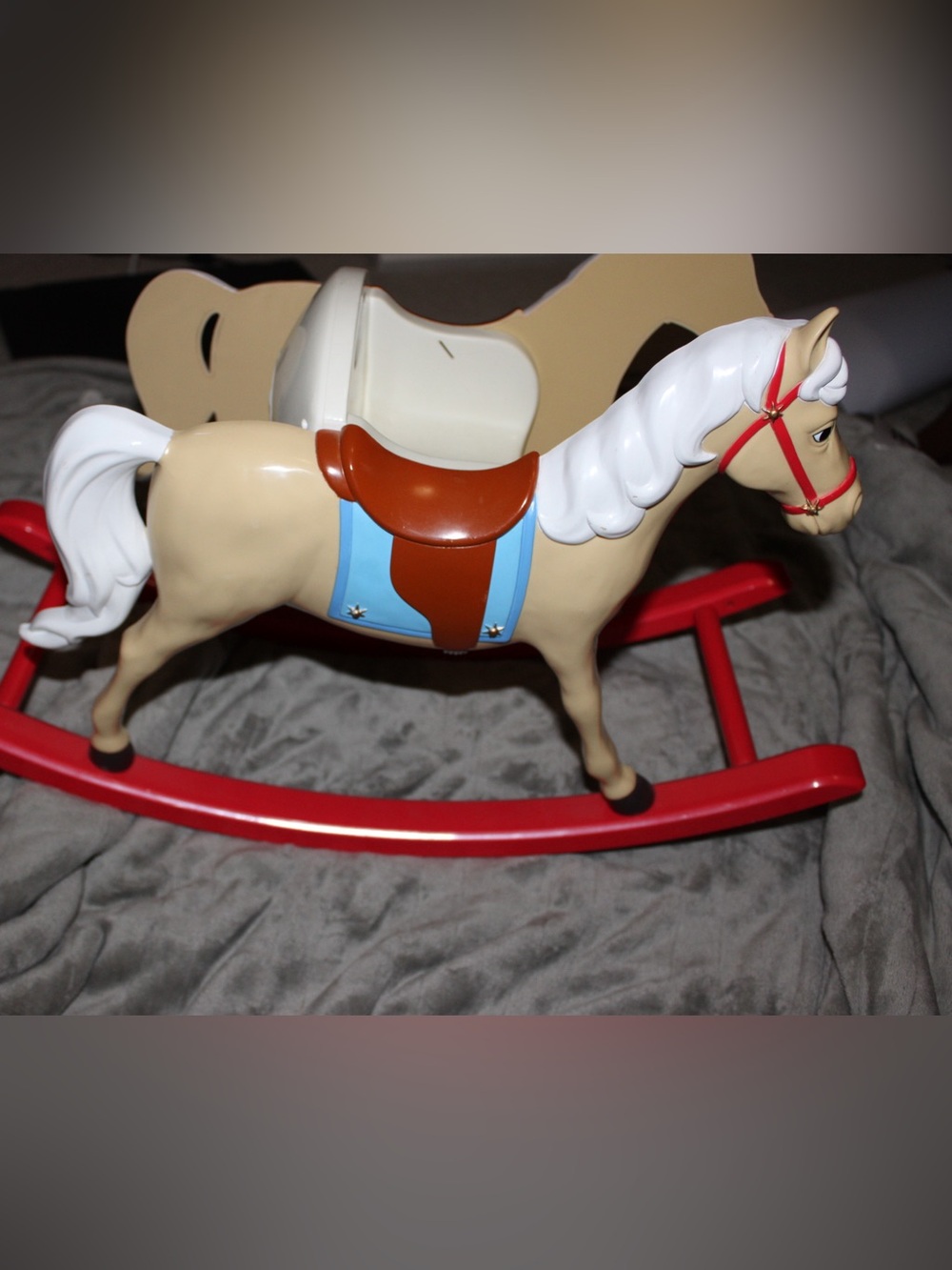 American Girl bitty baby RARE windup musical rocking horse